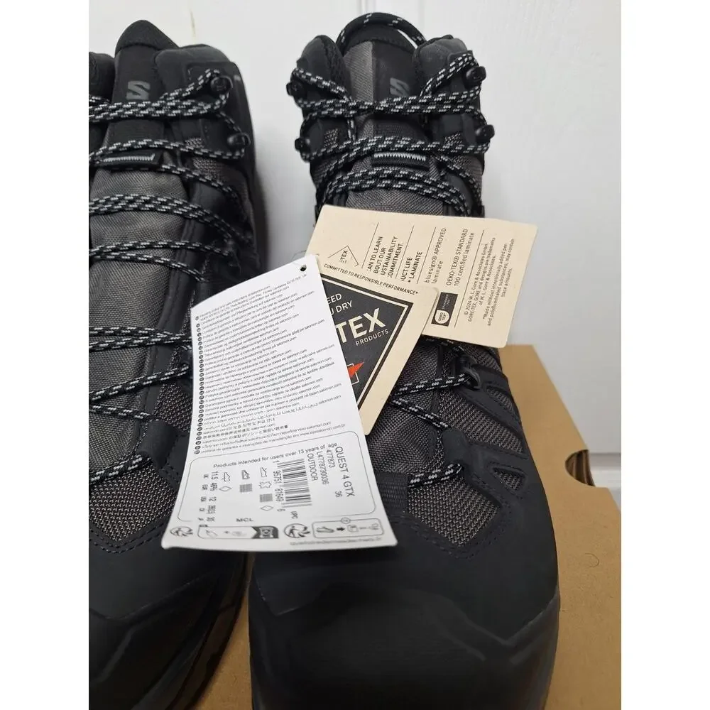 Salomon Quest 4 GTX Gore-Tex Black Hiking Boots Waterproof 477873 size 12